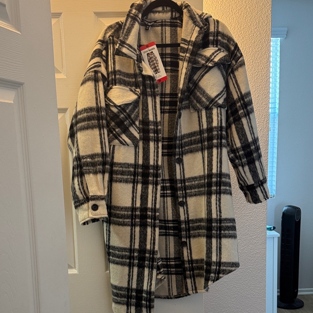 Plaid Button-Up Coat by Steve Madden